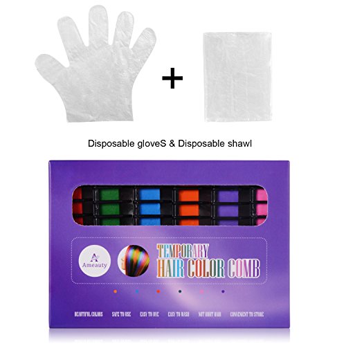 Ameauty CH02 Temporary Bright Hair Chalk Set - Built in Sealant, 6 Colors Non-Toxic Washable Hair Color Comb for Party Cosplay DIY - Thumbnail 6