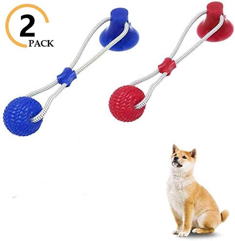 Pet Supplies Self-Playing Rubber Ball Toy with Suction Cup Dog Ropes Toy with Suction Cup Dog Interactive Molar Chew Rubber Bite Chew Toys Toothbrush Puppy Dental Care Accessory Nontoxic Natural (3)