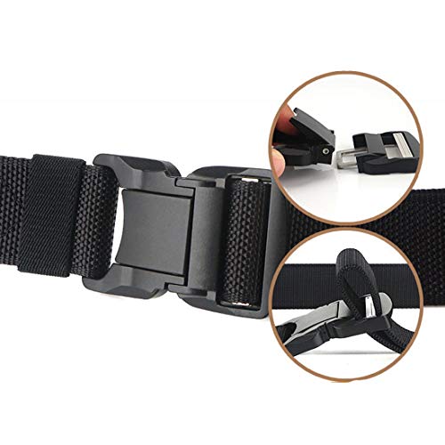QAZSE Quick Release Nylon Tactical Belt Heavy Duty Web Belt for Men 1.5inch (Black, Large-For waist 42-46\