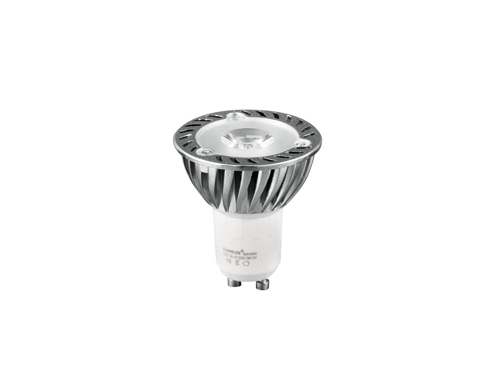 OMNILUX GU-10 230V 1x3W LED UV Active Special Lamp for Show Effects