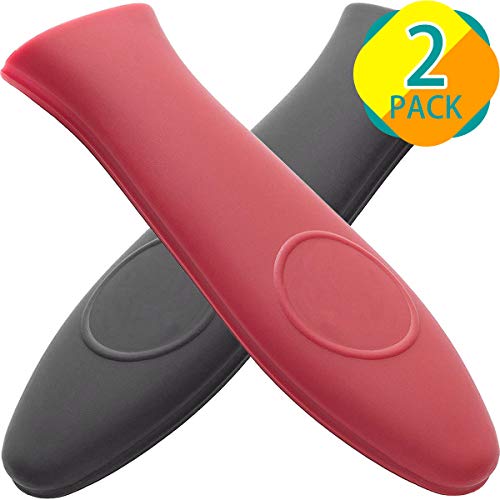 Cast Iron Handle Cover, 2 Pack 5.8 Inches Long Hot Handle Holder Covers Heat-Resistant for Cast Iron Skillets 10.5 inches and up, such as L8SK3, L10SK3, L8GP3, L8SGP3, LCC3, L9OG3 (Black, Red) - Thumbnail 7