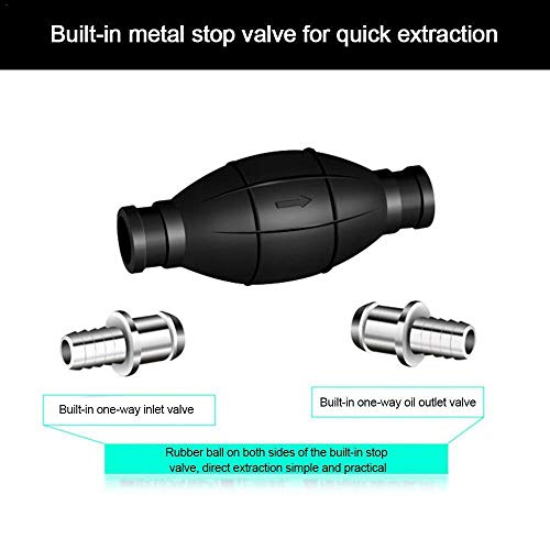 lesgos 10mm 3/8" Rubber Fuel Transfer, Vacuum Fuel Line Hand Primer Pump Black Bulb Type for Car Marine Boat Gasoline Petrol Diesel Accessories - Thumbnail 4
