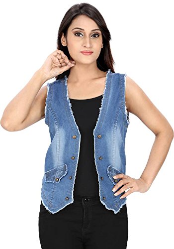 trendy frog women rough look deinm light shrug, blue,