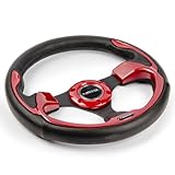 NRG ST-001RD Pilota Series 320mm Sport Leather Steering Wheel Red Inserts
