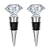 CEOMO Lovely Crystal Charcoal Sculpt Wine Stopper Made Of Zinc Alloy And Glass Keep Wine Fresh With Box,Bar,Holiday Party,Wedding Silvery Set Of 2
