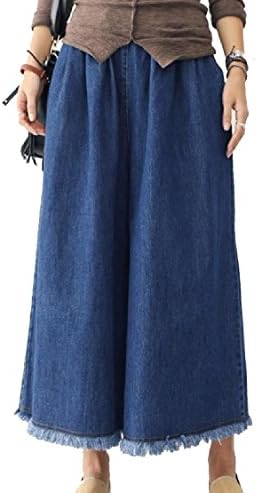 Godeyes Womens Plus Size Denim Wide-Leg Novelty with Pocket Nine Points Pants Jeans  Pattern1 3XL