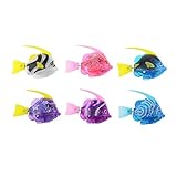 Tipmant Mini Cute Electric Fish Animal Pets Goldfish Swim in Water Tank, Bathtub, Pool with Light Baby Bathtub Toys Kids Gift - 6 Pcs/Pack