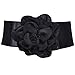 TopTie Organza Flower Elastic Waist Belt - Black
