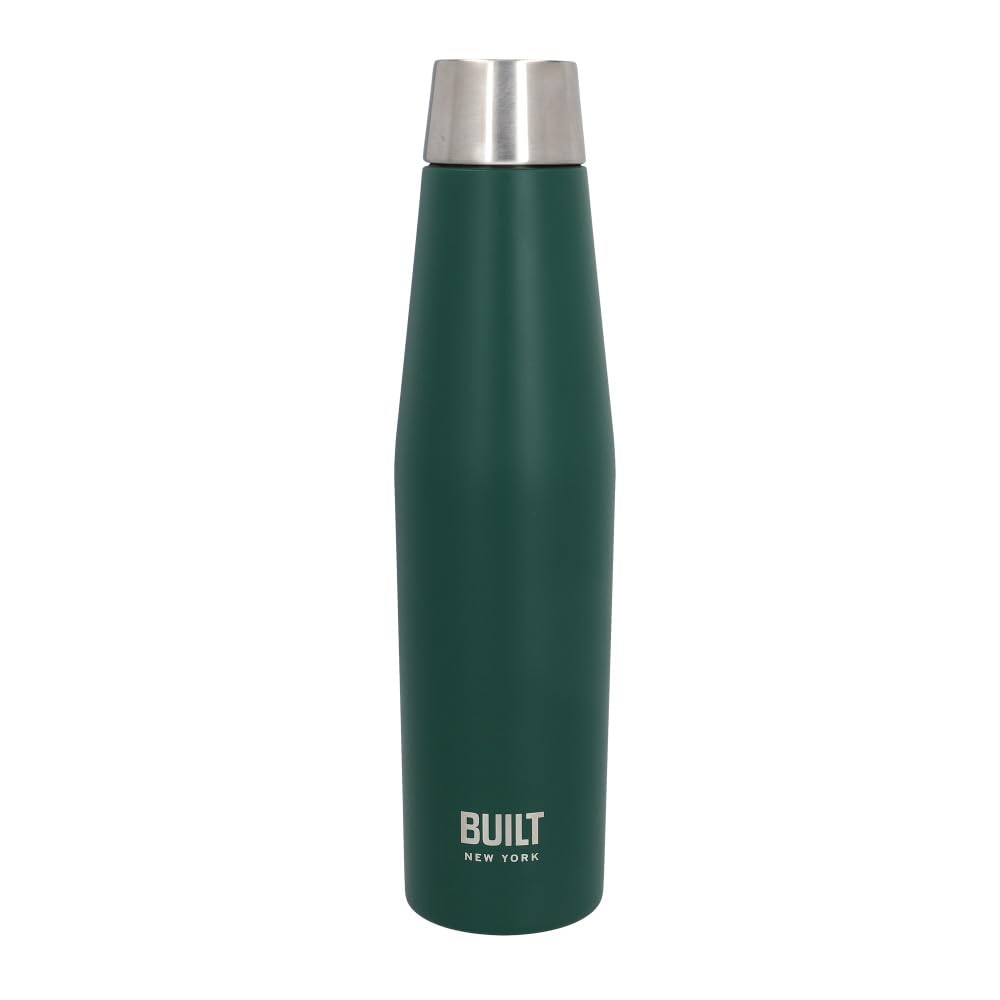 Built Apex Insulated Water Bottle with Leakproof Perfect Seal Lid, Sweatproof 100% Reusable BPA Free 18/8 Stainless Steel Flask, Forest Green, 540 ml