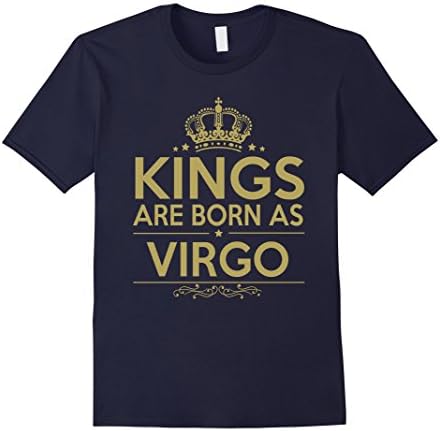 Men's Kings Are Born As Virgo T-shirt Gold Foil Edition Birthday Medium Navy