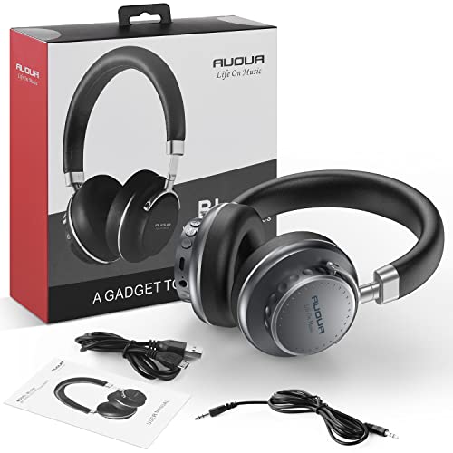 AUOUA BL005 Over-Ear Bluetooth Headphones with DEEP BASS, Foldable Wireless HI-FI Stereo Wireless and Wired HEADSETS with MIC for Cellphone PC Tablet Travel Home and Office