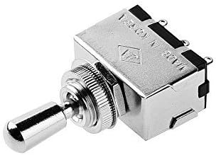 JD Metal Electric Guitar 3 Way Box Toggle Switch For Les Paul With Brass Tip (Chrome)