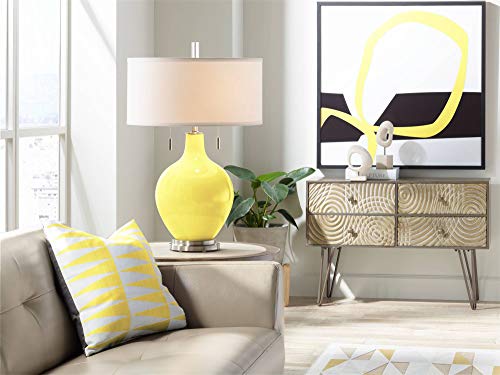 Toby Modern Table Lamp Lemon Twist Yellow Glass Gourd White Drum