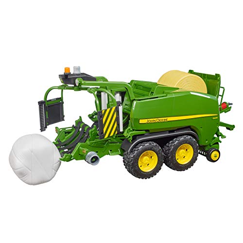 bruder 2032 John Deere Presswickelkombination C441R Traktor Rundballen Presswickel, Grün – Bild 6