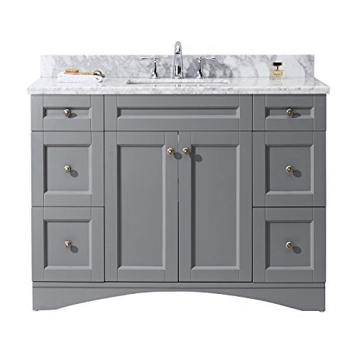 Click Here to See More Images Virtu USA ES-32048-WMSQ-GR-NM Not Applicable Elise 48 inch single Bathroom Vanity In Grey with Marble Top & Square Sink