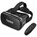 VR Headset, VR Goggles 3D VR Glasses Virtual Reality Headset with Controller Canbor VR Box for 3D Video Movies Games for Apple iPhone, Samsung Galaxy Note HTC Google Nexus More Smartphones