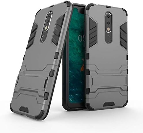XINKO Nokia 7.1 Case, PC TPU 2 in 1 Ultra Silm Cover [Slim-Fit] [Anti-Scratch] [Shock Absorption] [Durable] for Nokia 7.1 - Gray