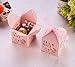YOZATIA 50pcs Laser Cut Baby Carriage Favor Box Bomboniere Gift Candy Boxes Baby Shower Party Decoration, 2.2 x 2.2 x 2.2 Inches (Pink)