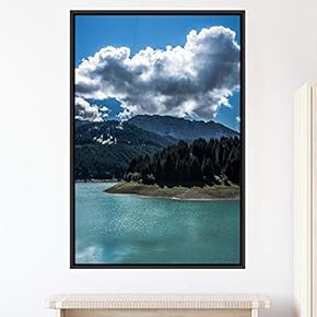 signwin Framed Canvas Wall Art Mountain Lake View...