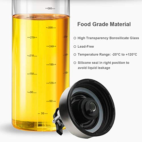 GuDoQi Oil and Vinegar Dispenser Bottles Set 300ml and 500ml Glass Olive Oil Bottle with Pour Spout, Leak-Proof and Drip-Free, Cooking Oil Container with Measuring for Kitchen and BBQ - Thumbnail 3