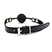 iEFiEL PU Leather Paly Buckle Belt Silicon Mouth Ball Open Breathable Mouth Gag For Men Woman (Black)