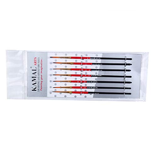 KAMAL Artist Quality Detail and Script Liner Set of 7 for Artists in TAKLON, for Oil Painting, Modern Art, Nail Art, Ganapati Painting, Intricate Painting