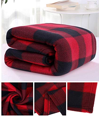 Lullaby Plaid Ultra-Soft Polar Fleece Home Outdoors Camping Blanket (Red)