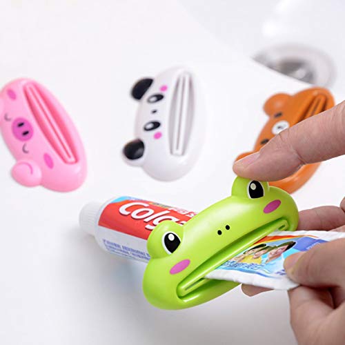 MqbY Home Daily Lovely Animal Tube Squeezer Cartoon Bathroom Toothpaste Dispenser Easy Squeeze Paste Dispenser Pig Panda Frog BearRandom Style
