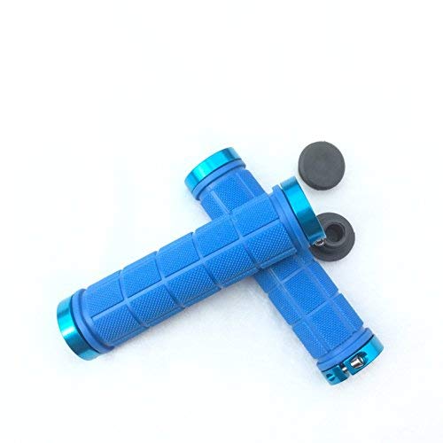 CarbonEnmy Bicycle Handlebar Grips Bicycle Grips Handlebar Grips with Handlebar End Caps Non-slip Rubber Bicycle Handle with Aluminum Ring for Road Citybike Mountain Folding Bike (blue)