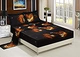 BEDnLINENS HIG 3D Bed Sheet Set -4 Piece 3D Male and Female Lions Printed Sheet Set King Size (Y15) - Soft, Breathable, Hypoallergenic, Fade Resistant -Includes 1 Flat Sheet,1 Fitted Sheet,2 Shams