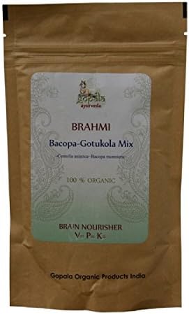 Organic Brahmi Bacopa Gotukola Mix Powder 100gm Brain Nourisher (Centella Asiatica Bacopa Monniera) USDA Certified *Ship from UK