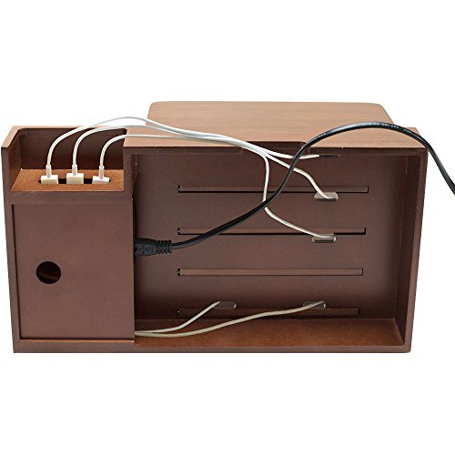 G.U.S. Charging Desk Organizer with Wireless Smart Charging Pad + 6-USB Ports. Multi-Device Charger for iPhones, iPads, E-Readers, Samsung, Android, Nexus and More. Strong Build, Polished Walnut