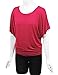 LL WT742 Womens Boat Neck Short Sleeve Dolman Drape Top L HOT_PINK
