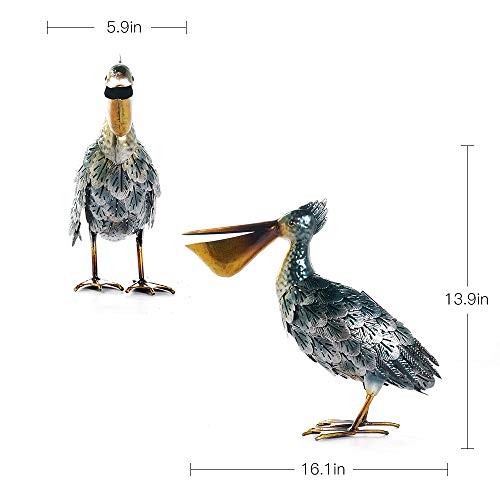 Chisheen Solar Light Pelican Metal Garden Art Outdoor Yard Statues and Sculptures ... (Multi-Solar)