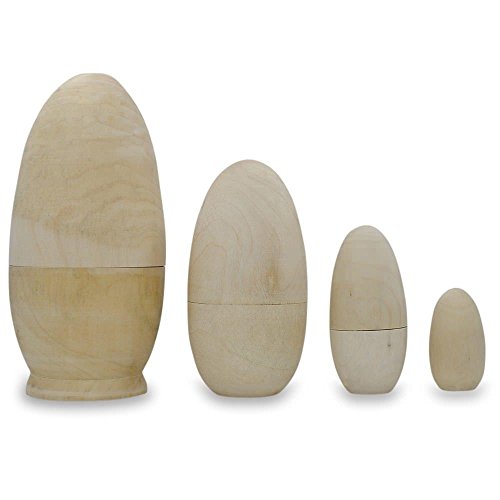 BestPysanky Set of 4 Unpainted Wooden Nesting Eggs Craft 5.25 Inches - Thumbnail 2
