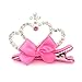 Elesa Miracle 8pc Baby Girl Toddler Kids Little Girl Pink Bow Silver Rhinestone Crown Tiara Hair Clips in Gift Box (8pc- Pink Bow with Silver Crown)