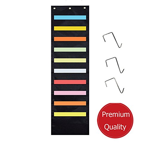 Kruideey Premium Hanging Wall File Organizer,Cascading Wall Organizer Best Pocket Chart for Home Organization, School Pocket Chart, Office Bill Filing .Easy Wall Storage Pocket Chart Black (1pack) - Thumbnail 7