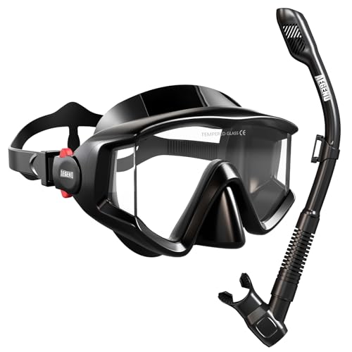 Aegend Snorkeling Gear for Adult Men Women - Snorkel Mask with Dry Top Snorkel - Anti-Fog Panoramic Wide View with Mesh Bag for Snorkeling, Swimming, Scuba Diving, Beach Vacation & Travel