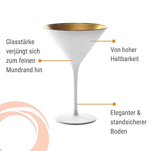 Stölzle Lausitz Cocktailschale Elements 240ml I Martini Gläser 6er Set I weiß-Gold I Cocktailgläser spülmaschinenfest… – Bild 7