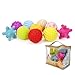 Newdanceus New Package 10pcs Sensory Balls Plastic Soft & Textured Balls Squeezy Squishy Bouncy Fidget Multi-Shape Toys with Bright Colors and Sounds for Baby Toddler BPA Free