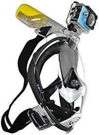 180° View GoPro Mount/Compatible Snorkel Mask by Blue Hono Panoramic Full Face Design, Breathe Free Technology – Anti-Fog, Soft Silicone Comfort Form Fitting, Prevents Gag, with Mess Travel Bag