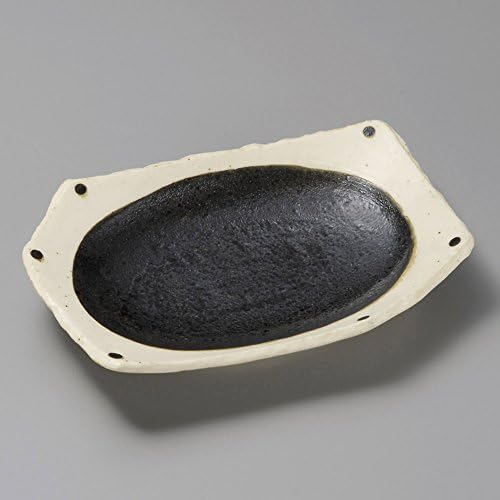 和黒ちぎり型 正規激安 前菜皿 21 7 X 15 2 3 2cm 536g 楕円皿 業務用 料亭 和食器 飲食店 食器 旅館 おしゃれ