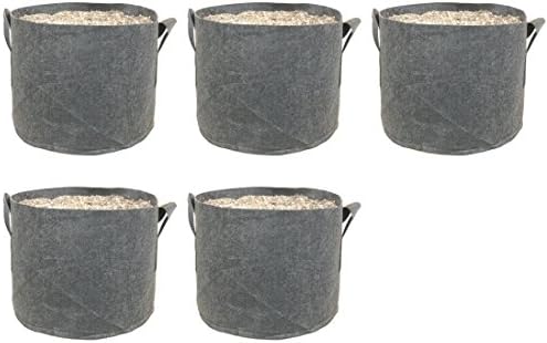 SQUATCH POTS 5 Gallon 5-Pack Premium Breathable Fabric Pots/Aeration Grow Bags (5 Gallon w/ Handles)