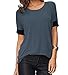 Womens Short Sleeve Cotton Shirts Round Neck Casual Loose Fit Tee Tops T Shirts Darkgray-XL