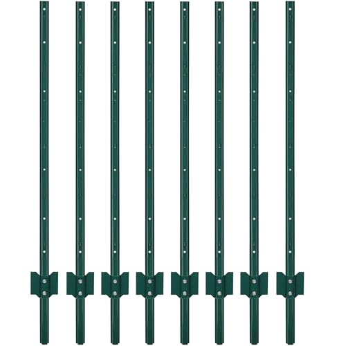4 Feet Metal Fence Posts U-Channel, 8-Pack No-Dig Steel Stakes for Garden, Yard…