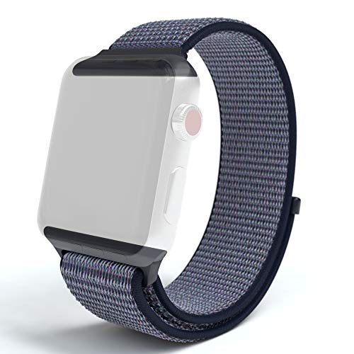EAZY CASE Armband für Apple Watch 42mm / 44mm, Uhrenarmband aus Nylon mit Klettverschluss, Ersatzarmband für Series 4, 3, 2, 1, Nike+, Hermés I Sport Loop - Sportarmband atmungsaktiv, Dunkelblau