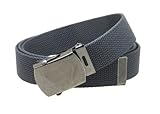 Canvas Web Belt Military Style Antique Silver Buckle/Tip Solid Color 50