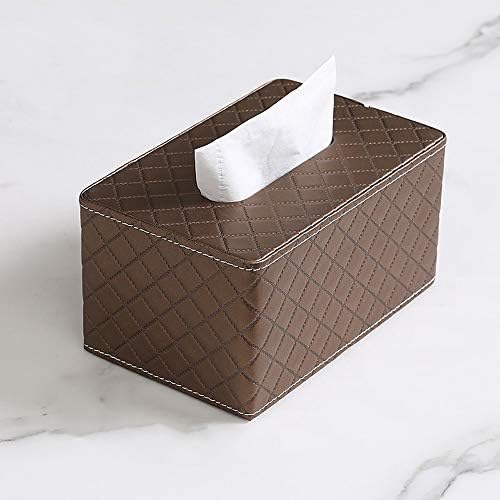 YZPZJH Fashion PU leather tissue box holder, square napkin holder paper tray water dispenser home office car car decoration (color : BROWN)