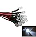 Led World 20pcs 10mm White led Pre Wired light 12V 18cm Round Top Bulbs Light Lamp