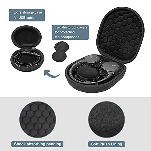 ProCase Hard Case for Sony WH1000XM5/ WH1000XM4/ WHXB910N/ WHCH710N/ WH-CH720N/ WHXB900N/ Bose 700/ QC35 II Wireless Noise Cancelling Headphones, Travel Carrying Bag with 2 Dust Covers -Black